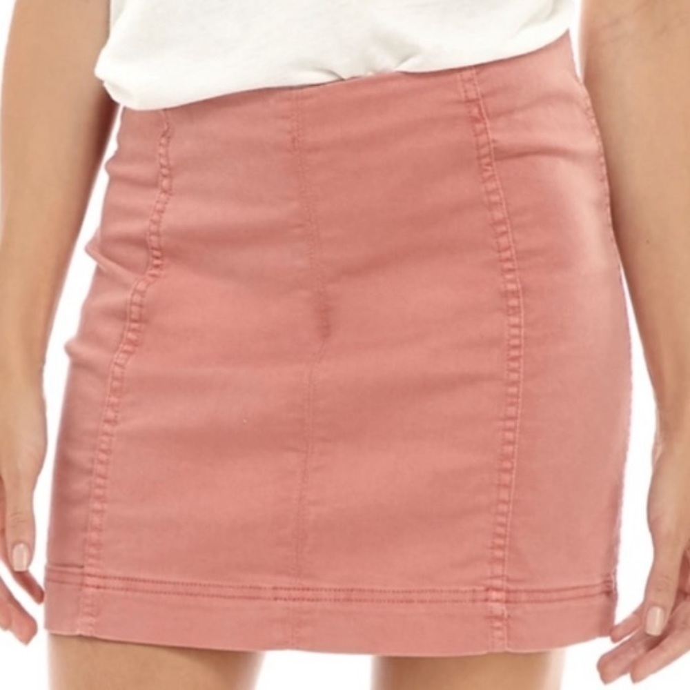 Jolt Washed Pink  Seamed Mini Skirt